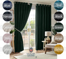 Chenille Blackout Taped Curtains Green