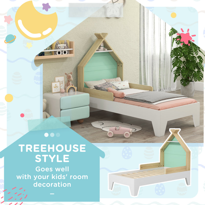 AIYAPLAY Toddler Bed Frame Bedroom Furniture w/ Guardrails, 144 x 74 x 110cm