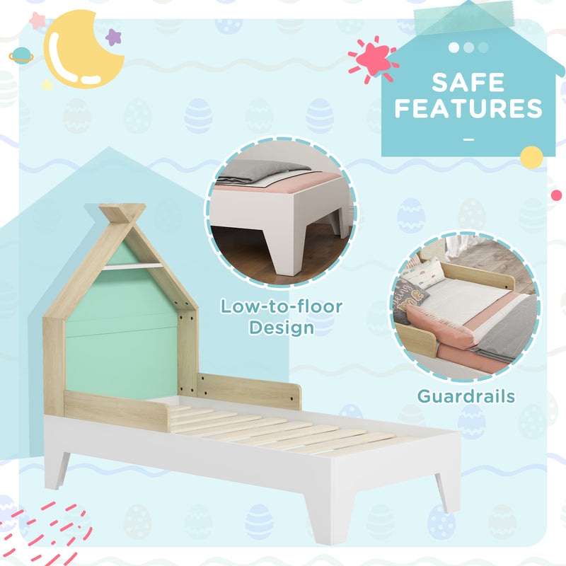 AIYAPLAY Toddler Bed Frame Bedroom Furniture w/ Guardrails, 144 x 74 x 110cm