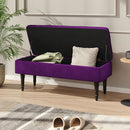 Livingandhome Purple Velvet Upholstered Storage Bench