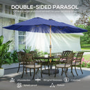 Outsunny Double Sided Garden Parasol With 48 Solar LED Lights 4.6m Dark Blue