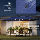 Outsunny Double Sided Garden Parasol With 48 Solar LED Lights 4.6m Dark Blue