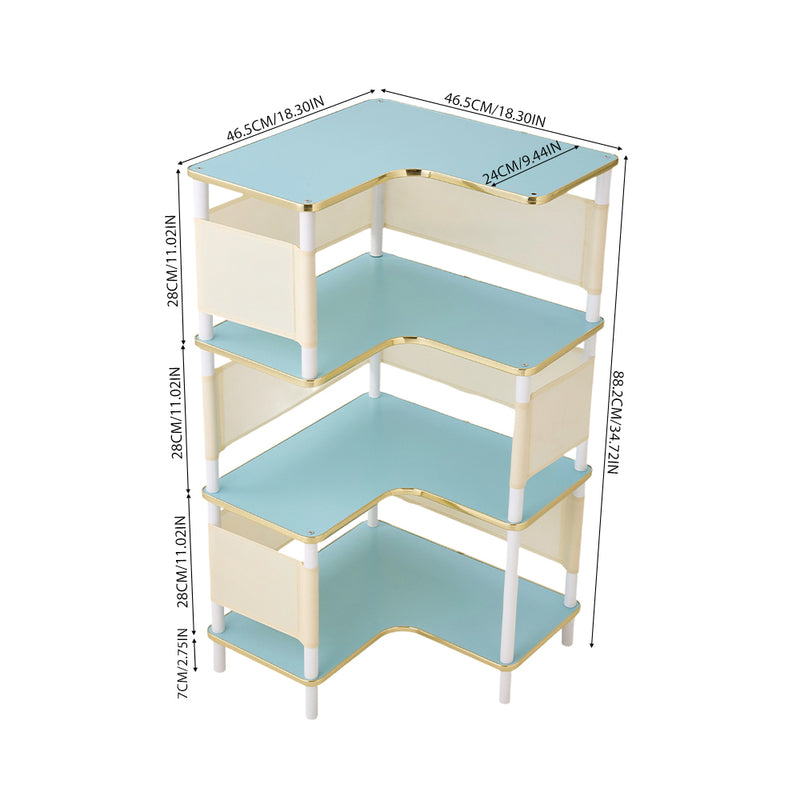 Livingandhome 4-Tier L-Shaped Corner Bookshelf