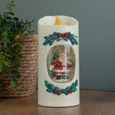 20cm Dual Powered Light up Christmas Pillar Candle Water Spiner with Santa and LEDs