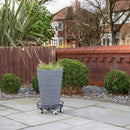 32cm Black Metal Garden Flower Plant Pot Trolley on Castor Wheels
