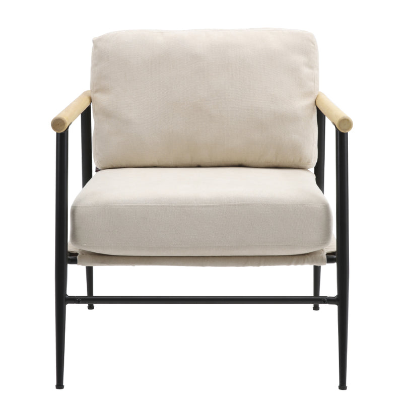 Livingandhome Metal and Wood Frame Linen Armchair