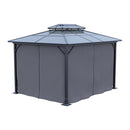 12 x 10FT Metal Frame Hardtop Patio Gazebo with Curtains