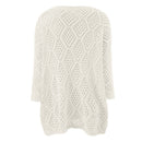 Solid Hollow Out Knitted Cover Up Top with Long Sleeves