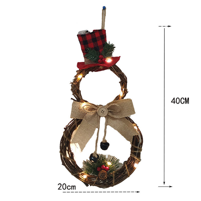 Lifeideas Lighted Snowman with Hat Wreath Front Door Decor