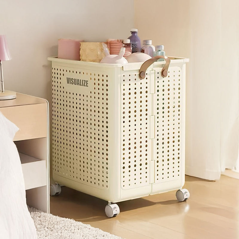 Lifeideas Beige Laundry Basket With Lockable Wheels