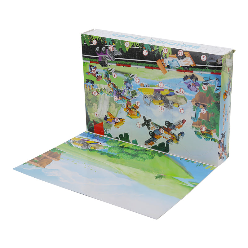 Kidkid Christmas Advent Calendar Car Dinosaur Building Blocks Toy Set