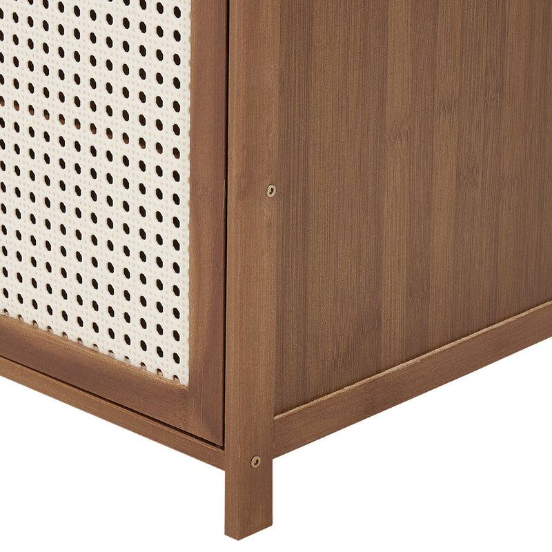 Livingandhome Bamboo Shoe Storage Cabinet with Doors
