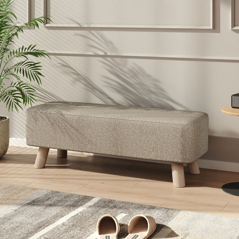 Livingandhome Tofu-style Footstool with Solid Pine Legs
