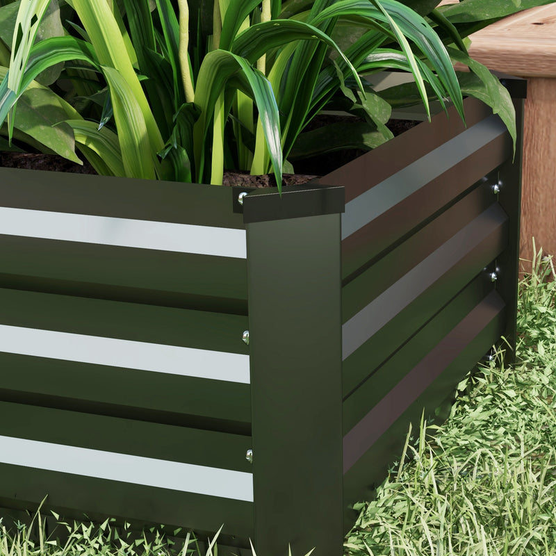 Outsunny Set of 2 Galvanised Raised Garden Bed, Grey