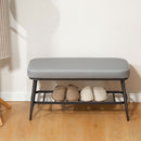 HOMCOM Shoe Bench, PU Leather Shoe Storage Bench for Entryway,