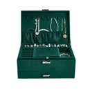 Sheonly 3-Tier Dark Green Velvet Jewellery Box with Lock