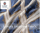 Luxury Diamond Jacquard Fully Lined Ring Top Curtains with Metallic Thread Blue/Gold
