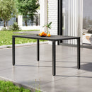 Breeins 150cm Wood Effect Garden Dining Table with Parasol Hole Grey