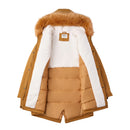 Hooded Mid-length Coat With Detachable Faux Fur Trim