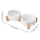 Livingandhome Bamboo Double Ceramic Bowls Pet Feeder