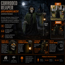1.47m Tall Light Up Corroded Rise Up Reaper Skeleton Halloween Animatronic Decoration