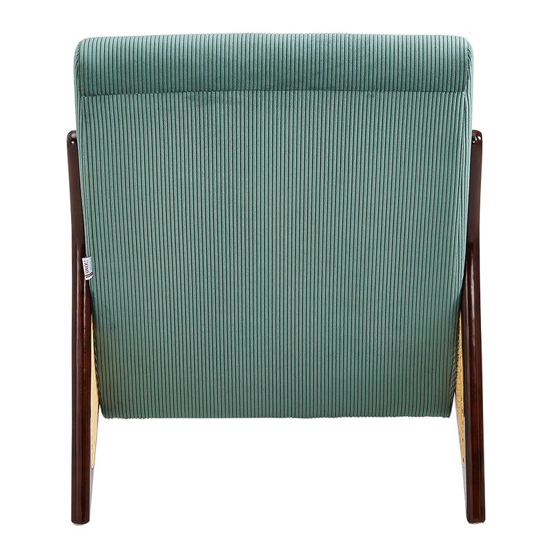 Livingandhome Corduroy Upholstered Armchair with Rattan Sides