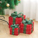 Lifeideas Set of 3 Light-Up Square Christmas Gift Boxes Glitter Presents Decoration