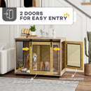 PawHut Dog Crate Furniture w/ Sliding Door, Walnut Brown