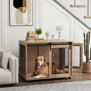 PawHut Dog Crate Furniture w/ Sliding Door, Walnut Brown