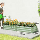 Outsunny Set Of 2 Raised Garden Bed Galvanised Planter Box, Light Green