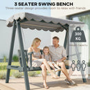 Outsunny 3 Seater Garden Swing Seat with Canopy, Outdoor Hammock Bench, Grey
