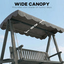 Outsunny 3 Seater Garden Swing Seat with Canopy, Outdoor Hammock Bench, Grey
