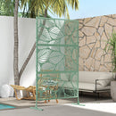 Outsunny 6.5FT Metal Outdoor Privacy Screen Panel w/ Stand, Leaf Style