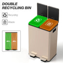 HOMCOM Dual Kitchen Bin Pedal Bin for Recycling and Waste, Gold Tone