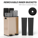HOMCOM Dual Kitchen Bin Pedal Bin for Recycling and Waste, Gold Tone