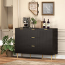 HOMCOM Sideboard Buffet Cabinet w/ 3 Drawers and Adjustable Shelves, Black