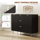 HOMCOM Sideboard Buffet Cabinet w/ 3 Drawers and Adjustable Shelves, Black