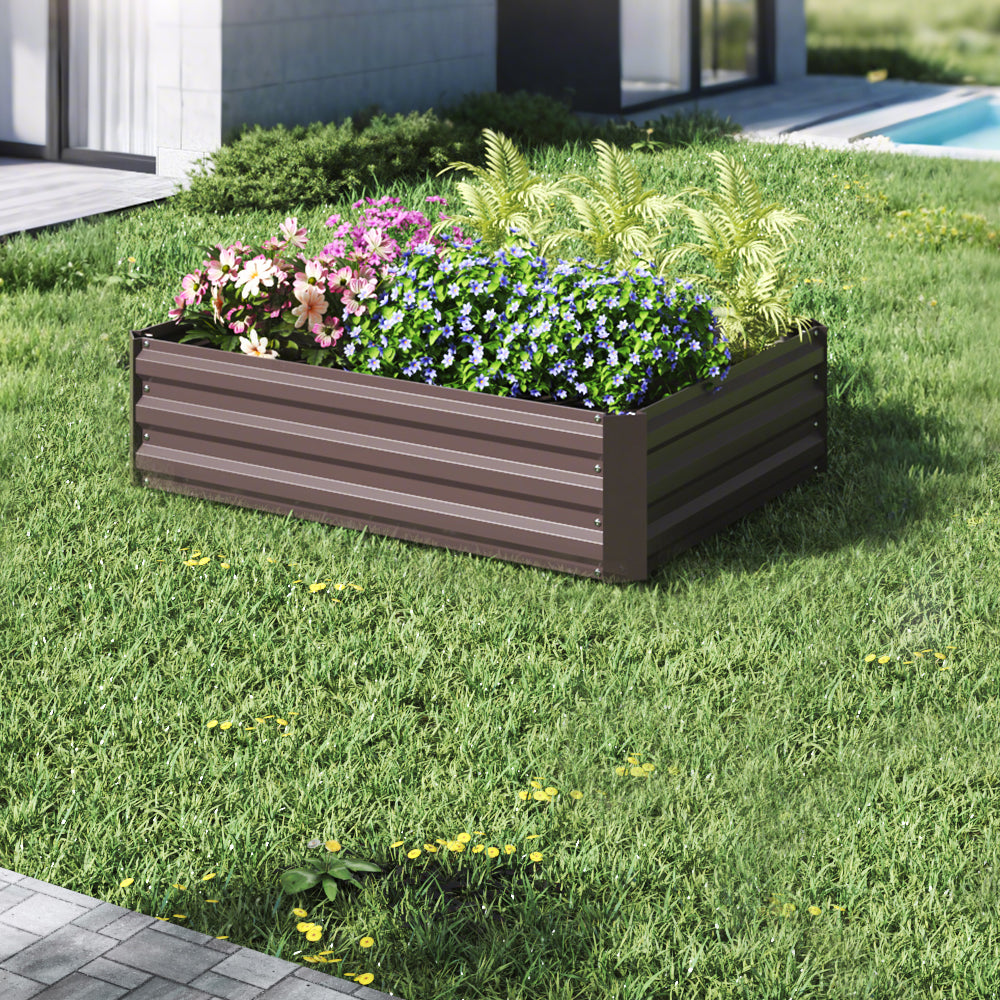 Garden Sanctuary Galvanized Steel Square Raised Garden Bed Planter Box