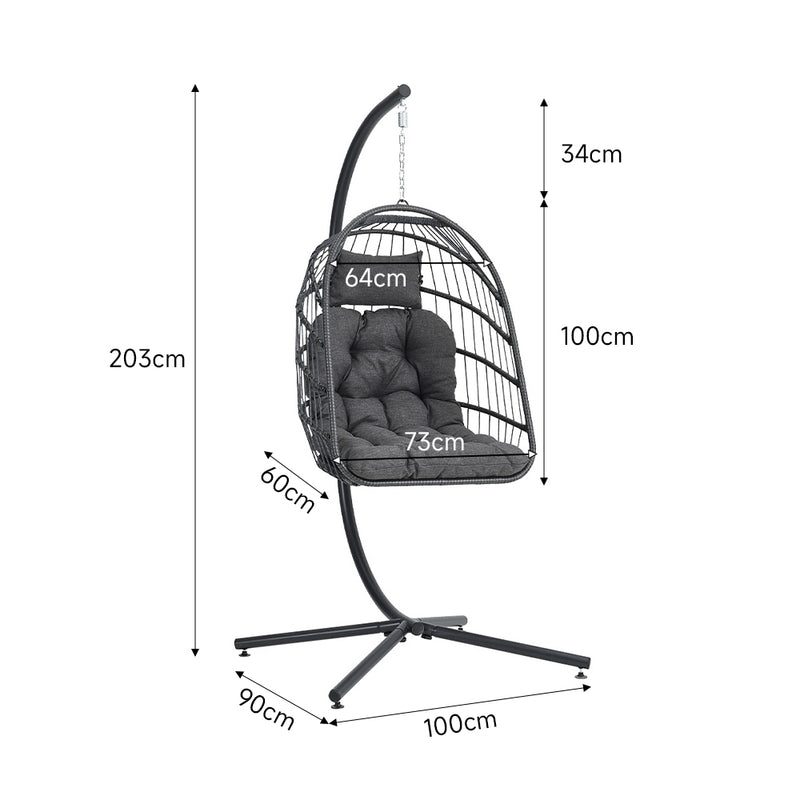 Garden Sanctuary Hanging Chair With Stand And Cushion