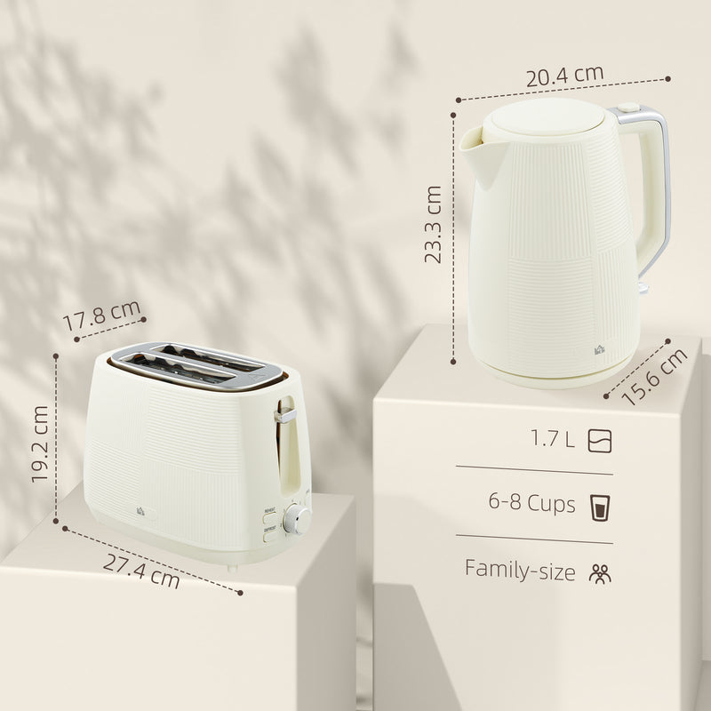 HOMCOM 1.7L Fast Boil Electric Kettle and 2 Slice Water Toaster Set