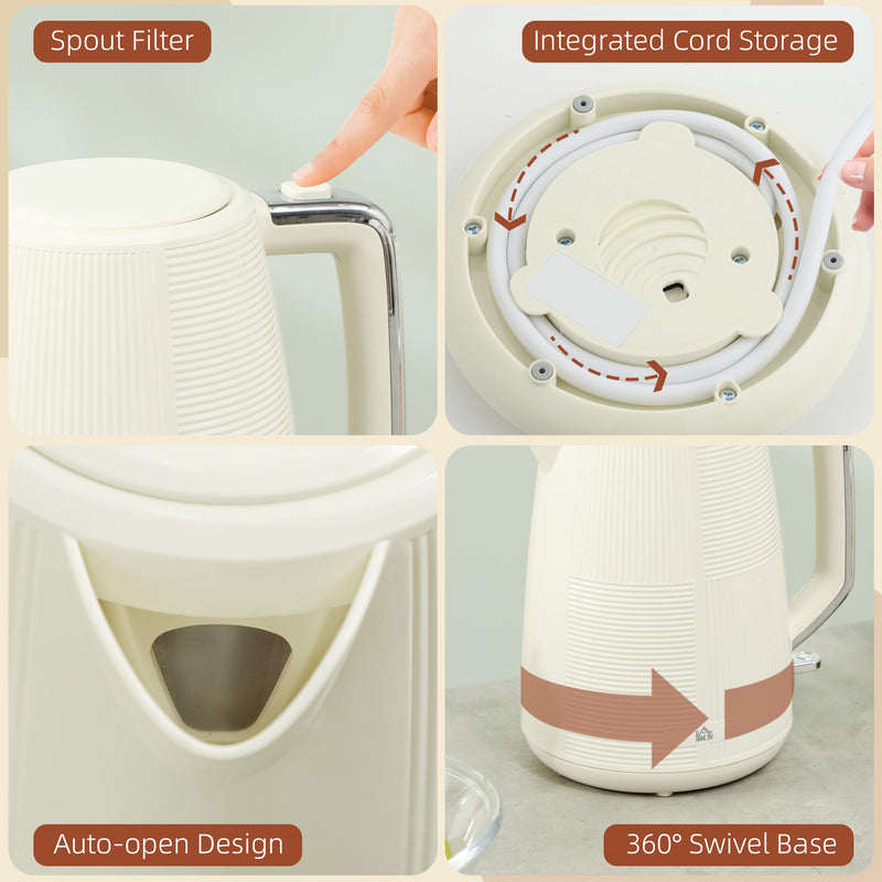 HOMCOM 1.7L Fast Boil Electric Kettle and 2 Slice Water Toaster Set