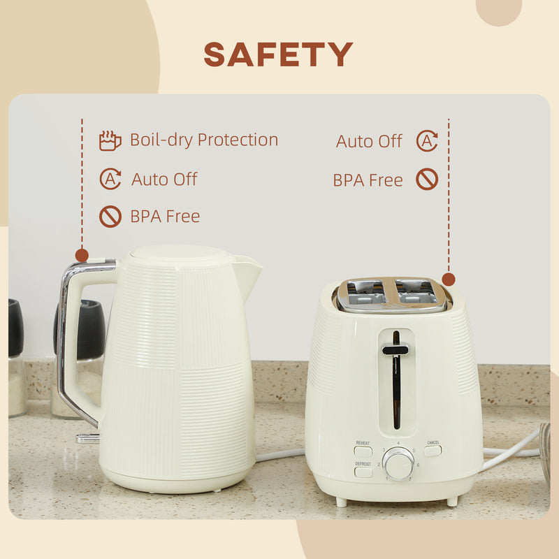 HOMCOM 1.7L Fast Boil Electric Kettle and 2 Slice Water Toaster Set