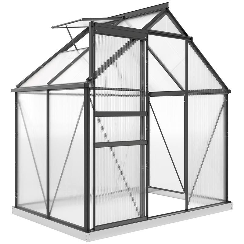 Outsunny Polycarbonate Walk-in Garden Greenhouse W/ Sliding Door