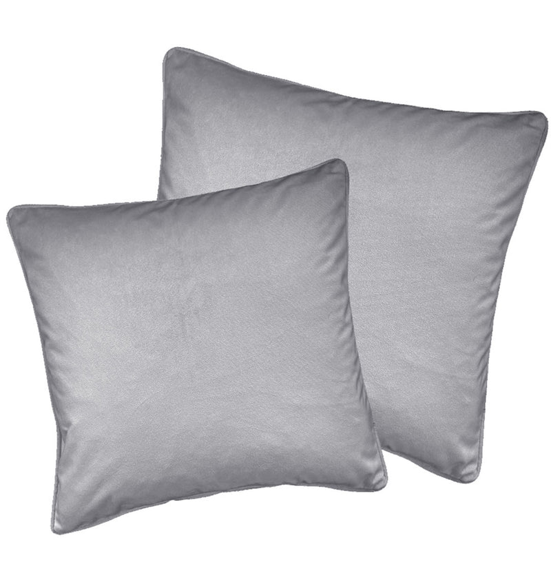 Luxury Enhanced Living Pair of Grey Velvet Cushion Covers