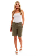 Ladies Linen Drawstring Shorts - Khaki