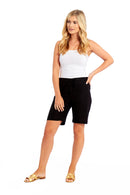 Ladies Linen Drawstring Shorts- Black