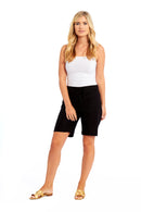 Ladies Linen Drawstring Shorts- Black