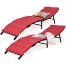 2PCS Folding Chaise Lounge with Double-sided Cushion - Red