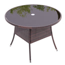 Garden Sanctuary Garden Wicker Tempered Glass Table with Parasol Hole