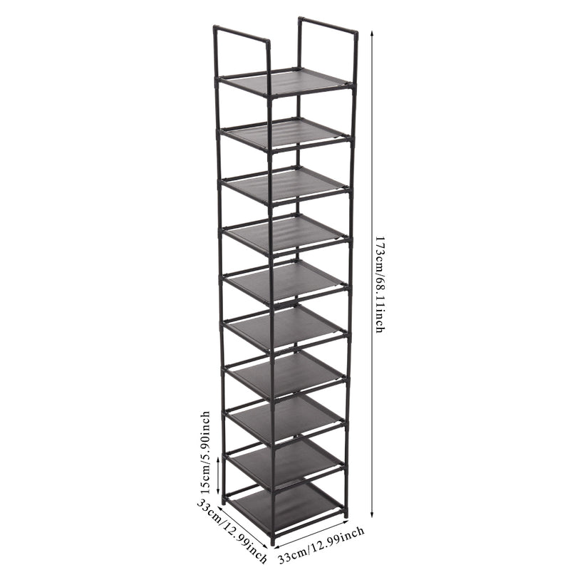 Lifeideas Black 10-Tier Freestanding Shoe Storage Rack